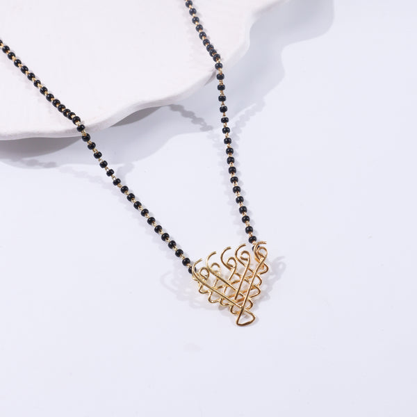 Small Motif Saraswati Mangalsutra | 22K Gold Plated