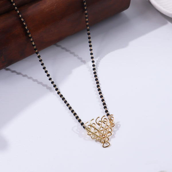 Small Motif Saraswati Mangalsutra | 22K Gold Plated