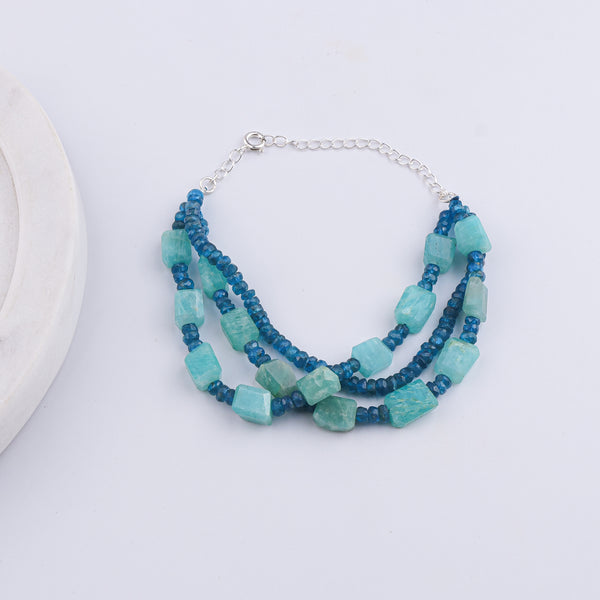 Rhodolite & Amazonite Silver Bracelet (Project Handmade)