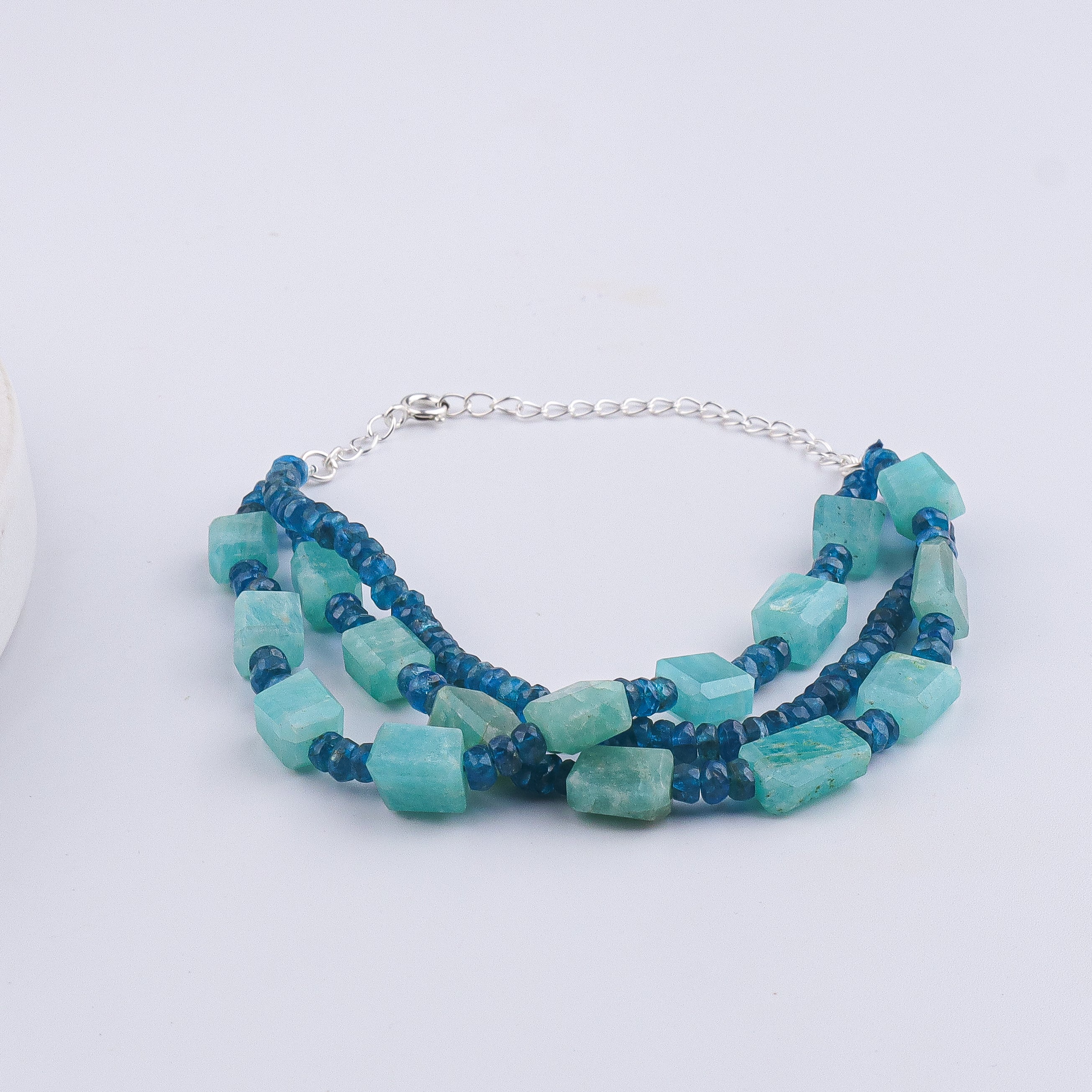 Rhodolite & Amazonite Silver Bracelet (Project Handmade)