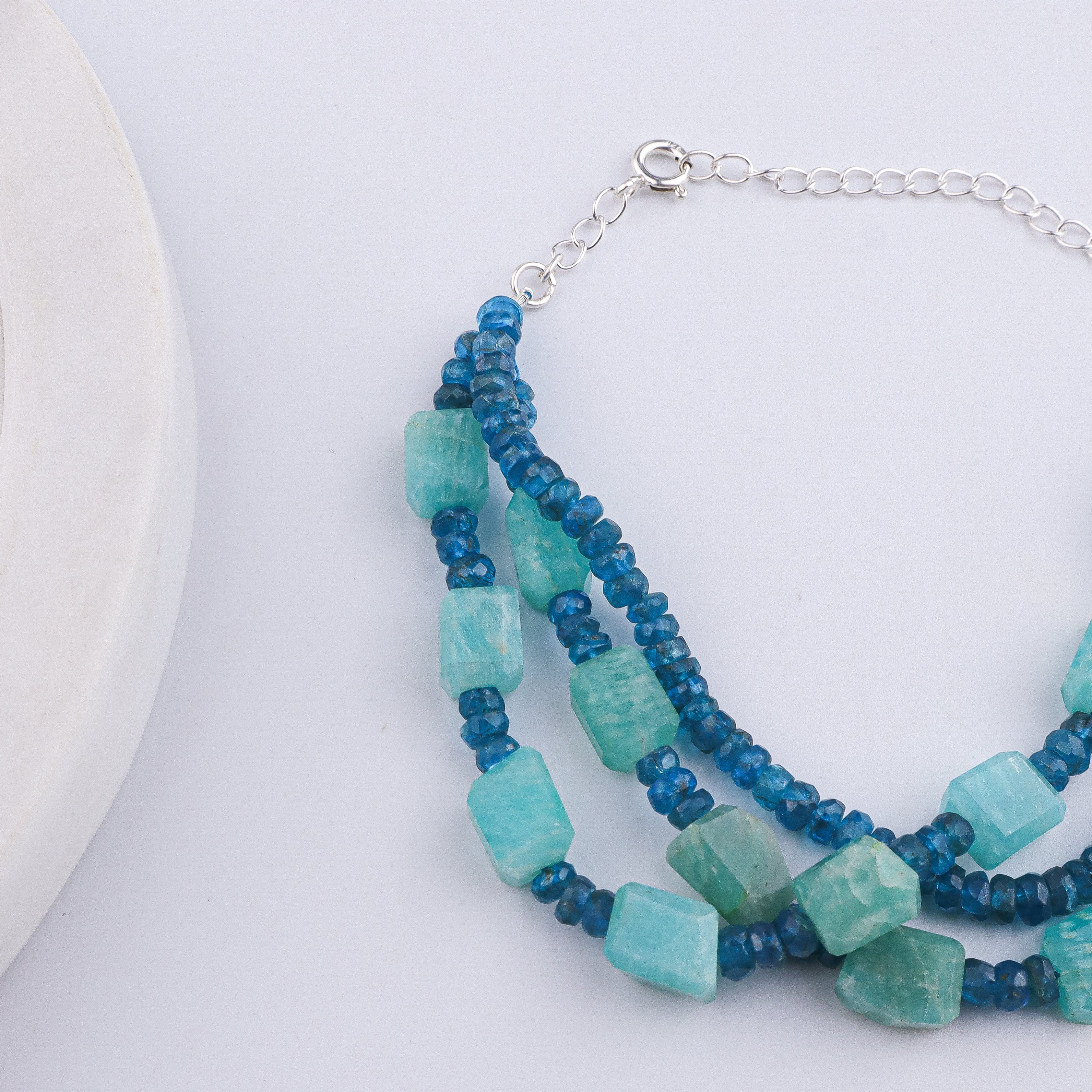 Rhodolite & Amazonite Silver Bracelet (Project Handmade)