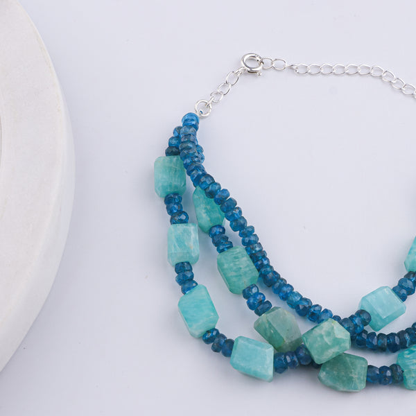 Rhodolite & Amazonite Silver Bracelet (Project Handmade)