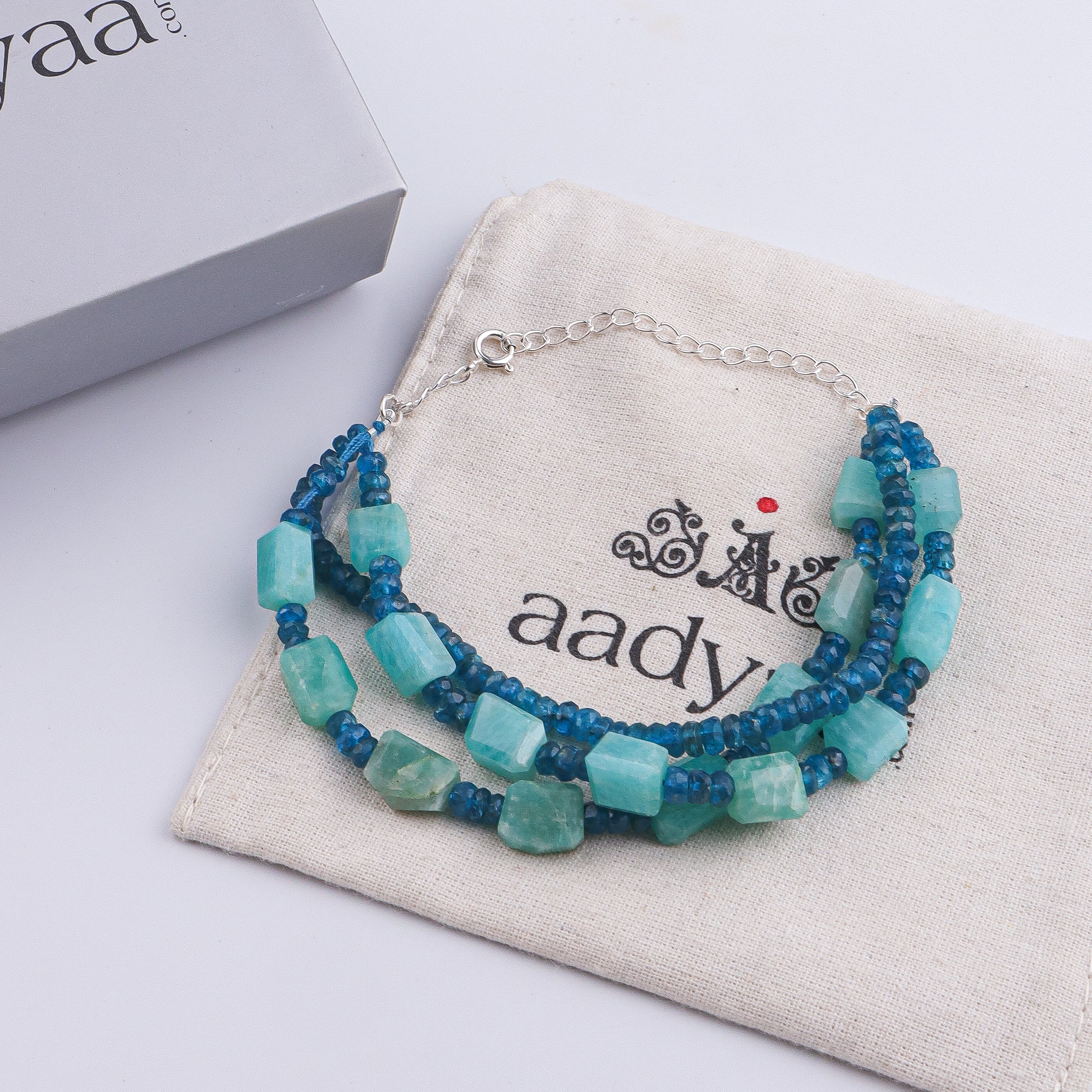 Rhodolite & Amazonite Silver Bracelet (Project Handmade)