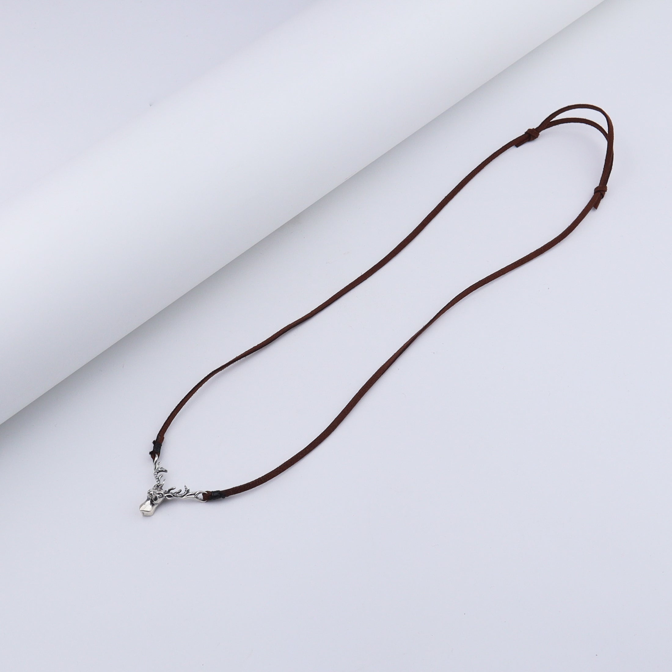Silver Deer pendant with Suede cord (Unisex)