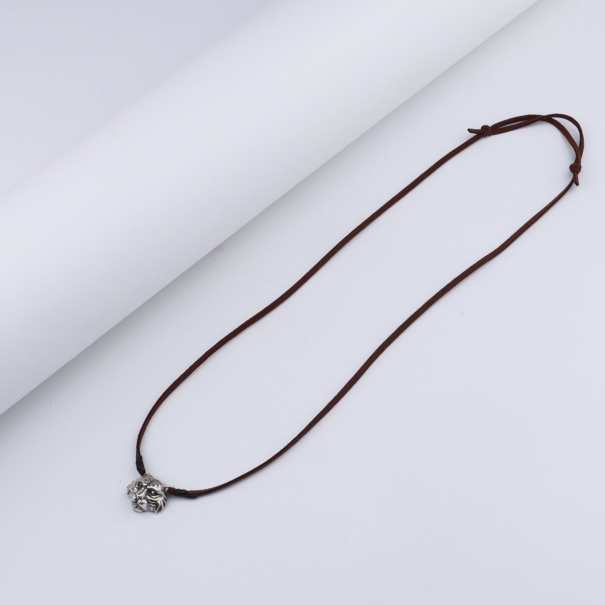 Silver Tiger pendant with Suede cord (Unisex)