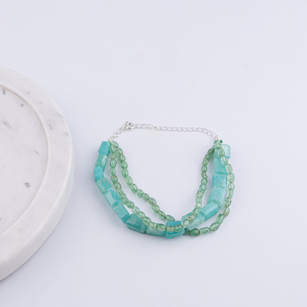 Russian Quartz & Amazonite Silver Bracelet (Project Handmade)