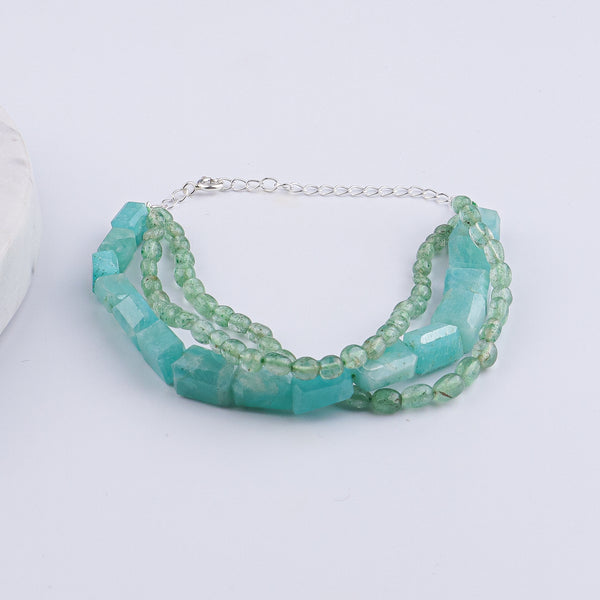 Russian Quartz & Amazonite Silver Bracelet (Project Handmade)