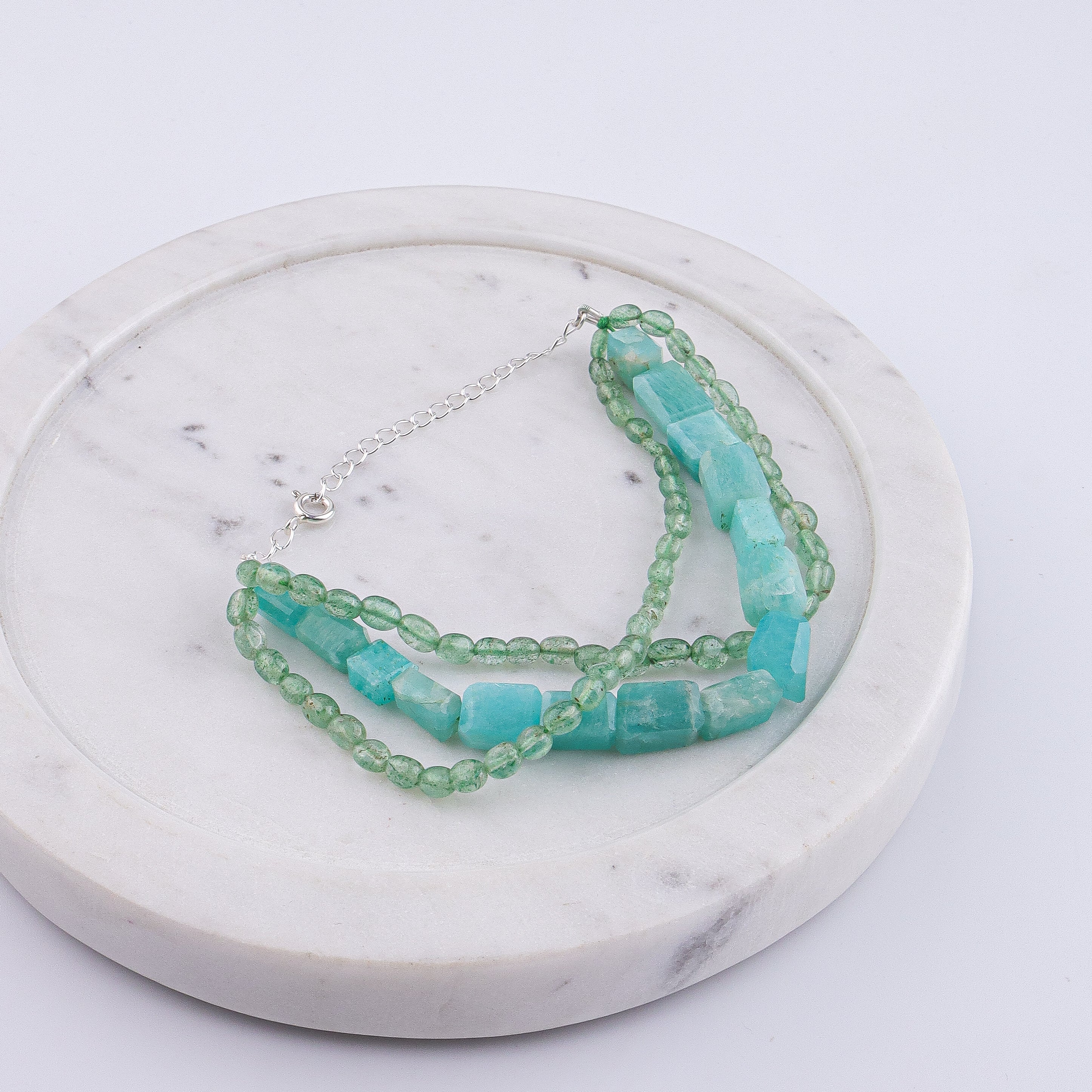 Russian Quartz & Amazonite Silver Bracelet (Project Handmade)