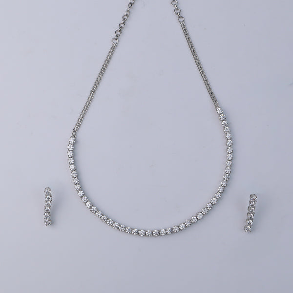 Silver CZ Necklace and Earring Set