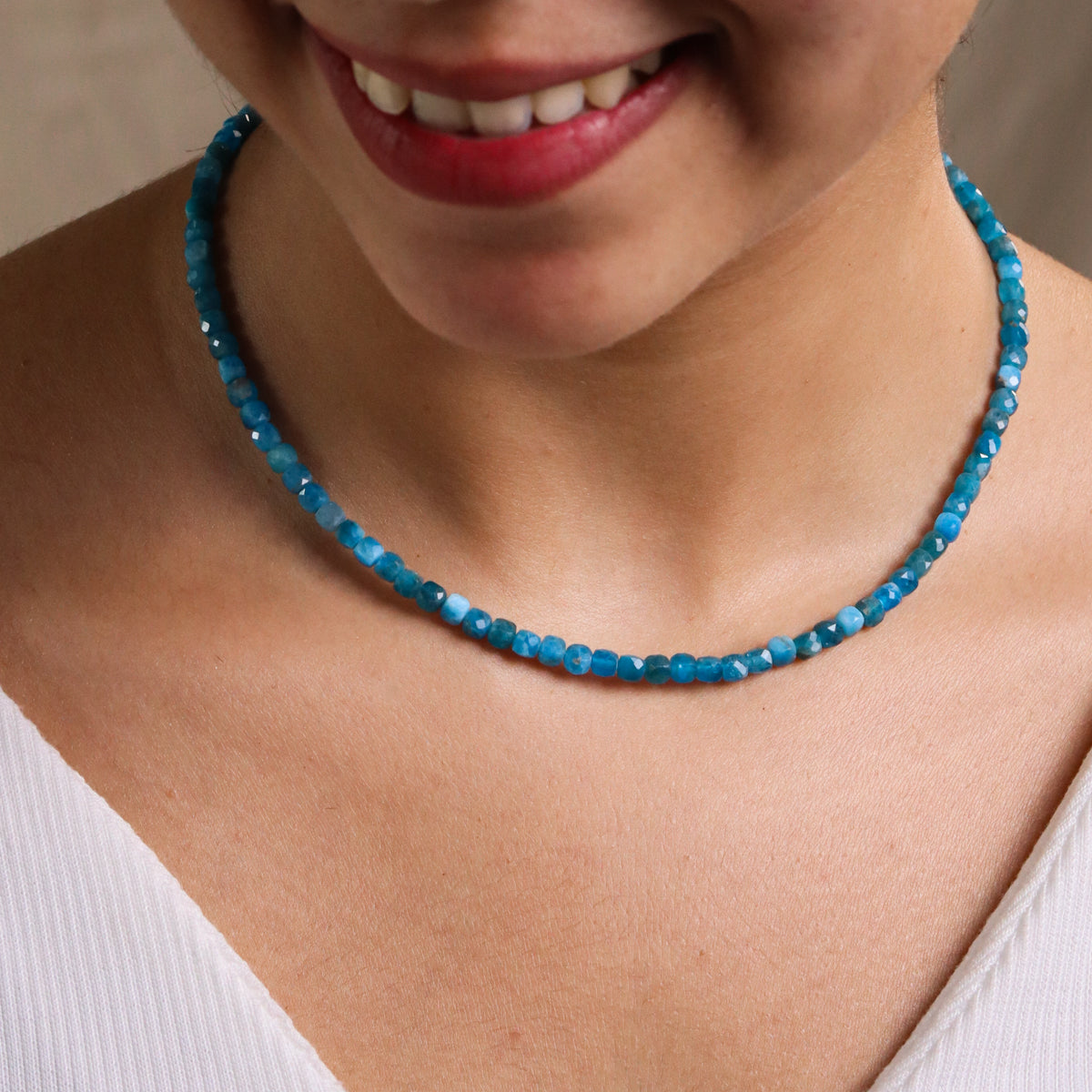 Blue Apatite Silver Necklace