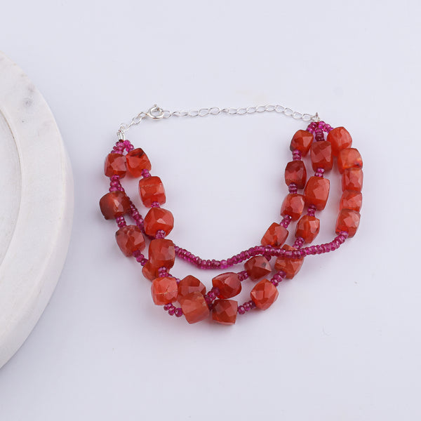 Ruby & Carnelian Silver Bracelet (Project Handmade)