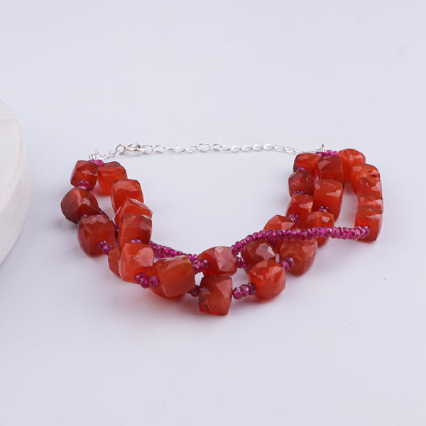 Ruby & Carnelian Silver Bracelet (Project Handmade)