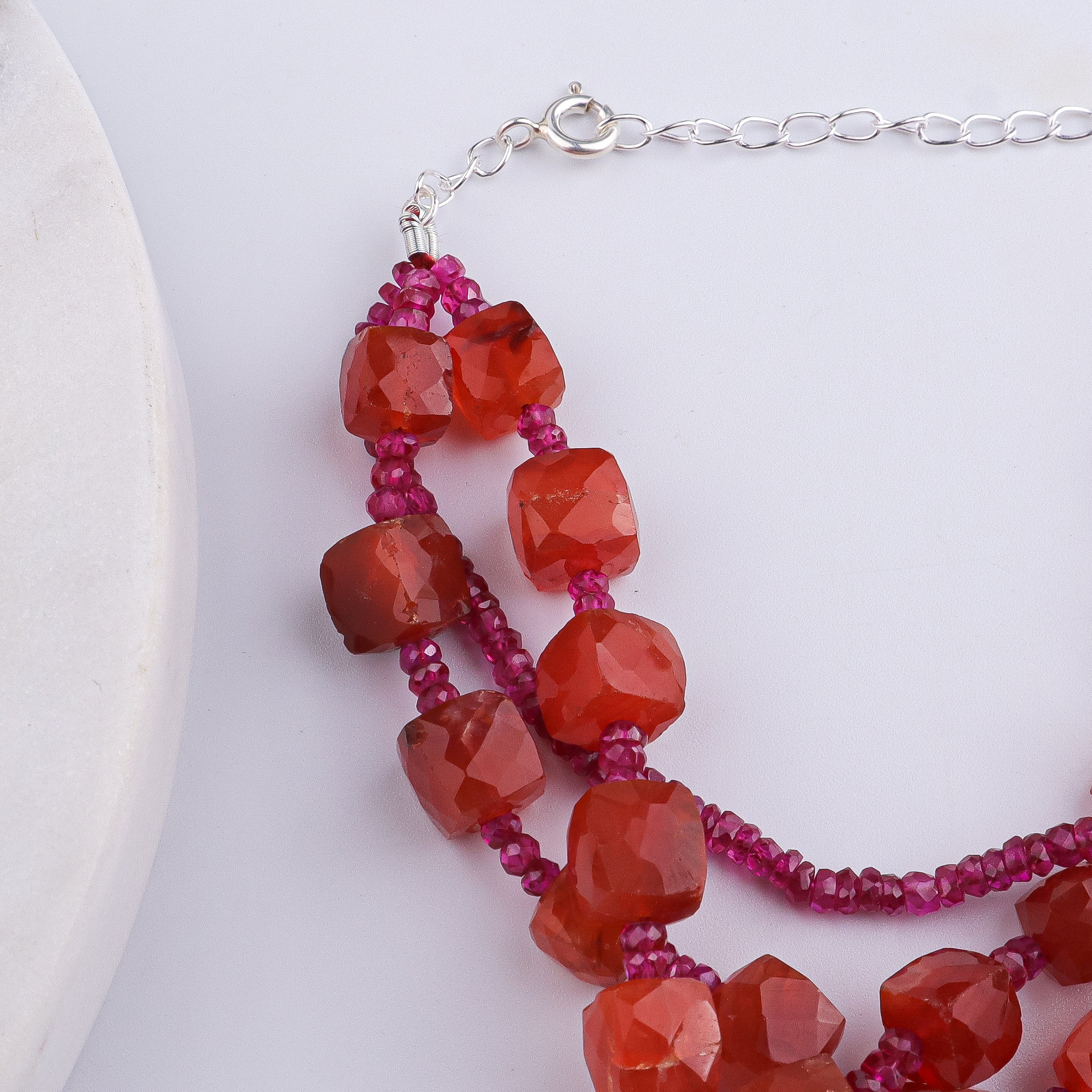 Ruby & Carnelian Silver Bracelet (Project Handmade)