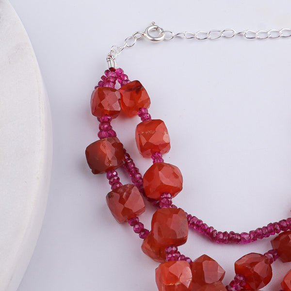 Ruby & Carnelian Silver Bracelet (Project Handmade)
