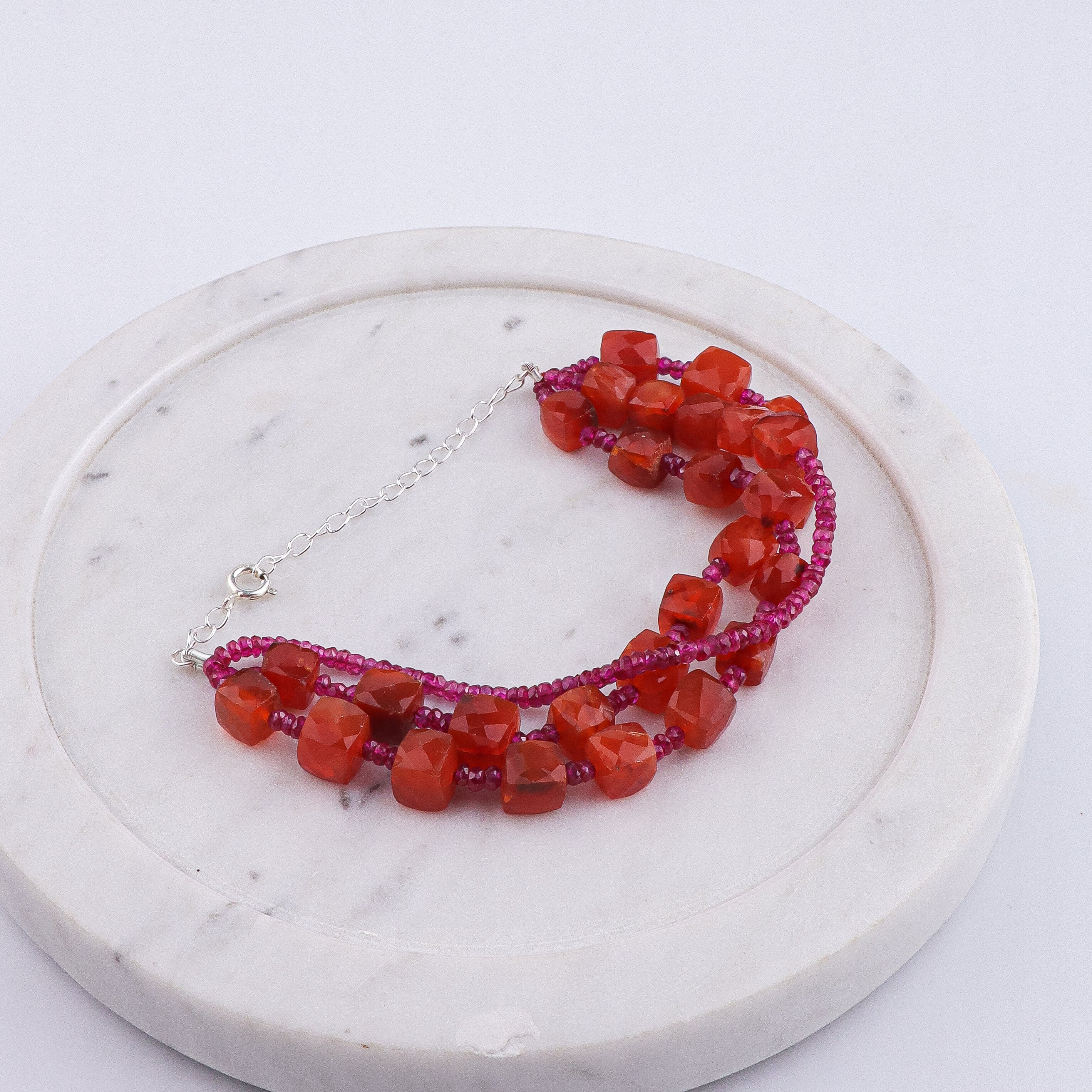 Ruby & Carnelian Silver Bracelet (Project Handmade)