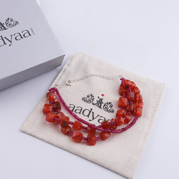 Ruby & Carnelian Silver Bracelet (Project Handmade)