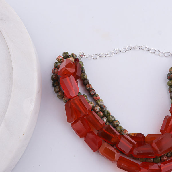 Carnelian & Unakite Silver Bracelet (Project Handmade)