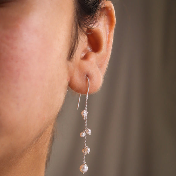 Sui Dhaaga Pearl Danglers sterling silver earrings