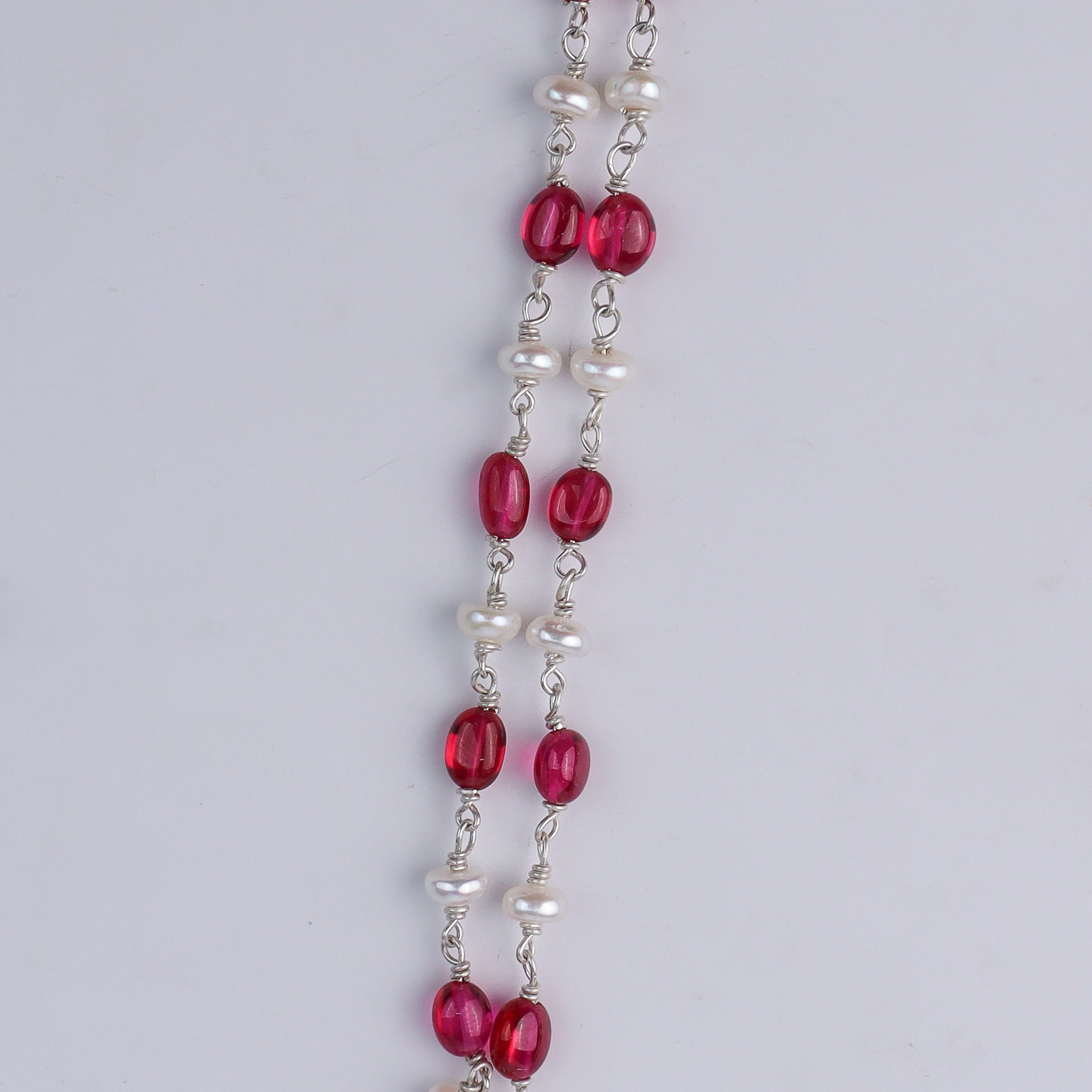 Double Layer Ruby and Pearl Necklace