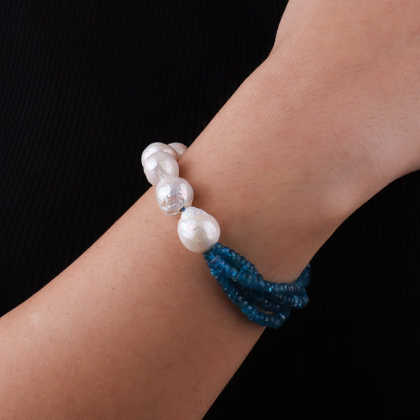 Rhodolite & Baroque Pearl Silver Bracelet (Project Handmade)