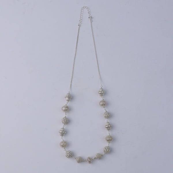 Carved Bead Necklace | 92.5 Sterling Silver