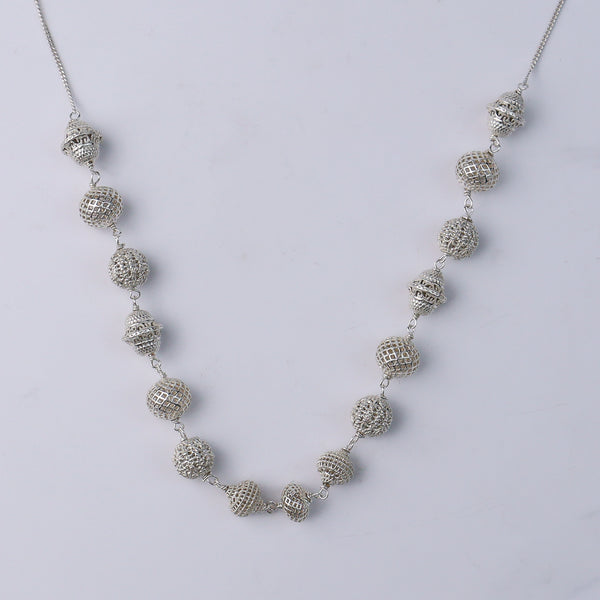Carved Bead Necklace | 92.5 Sterling Silver