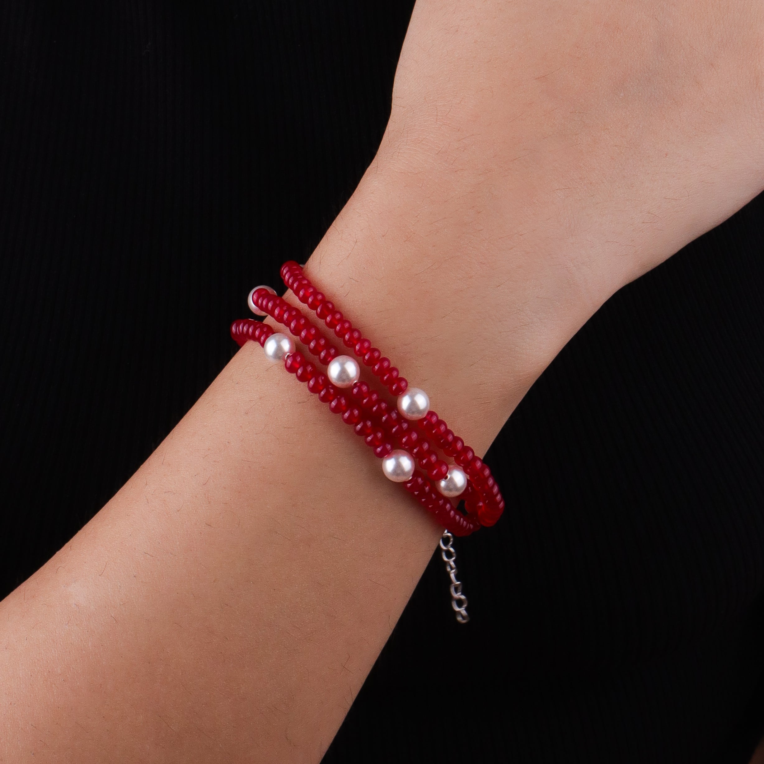 Ruby & Pearl Silver Bracelet (Project Handmade)