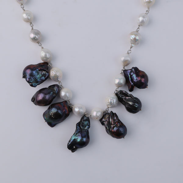 Pearl Flow Necklace with Baroque Pearls & Fresh Water Pearls