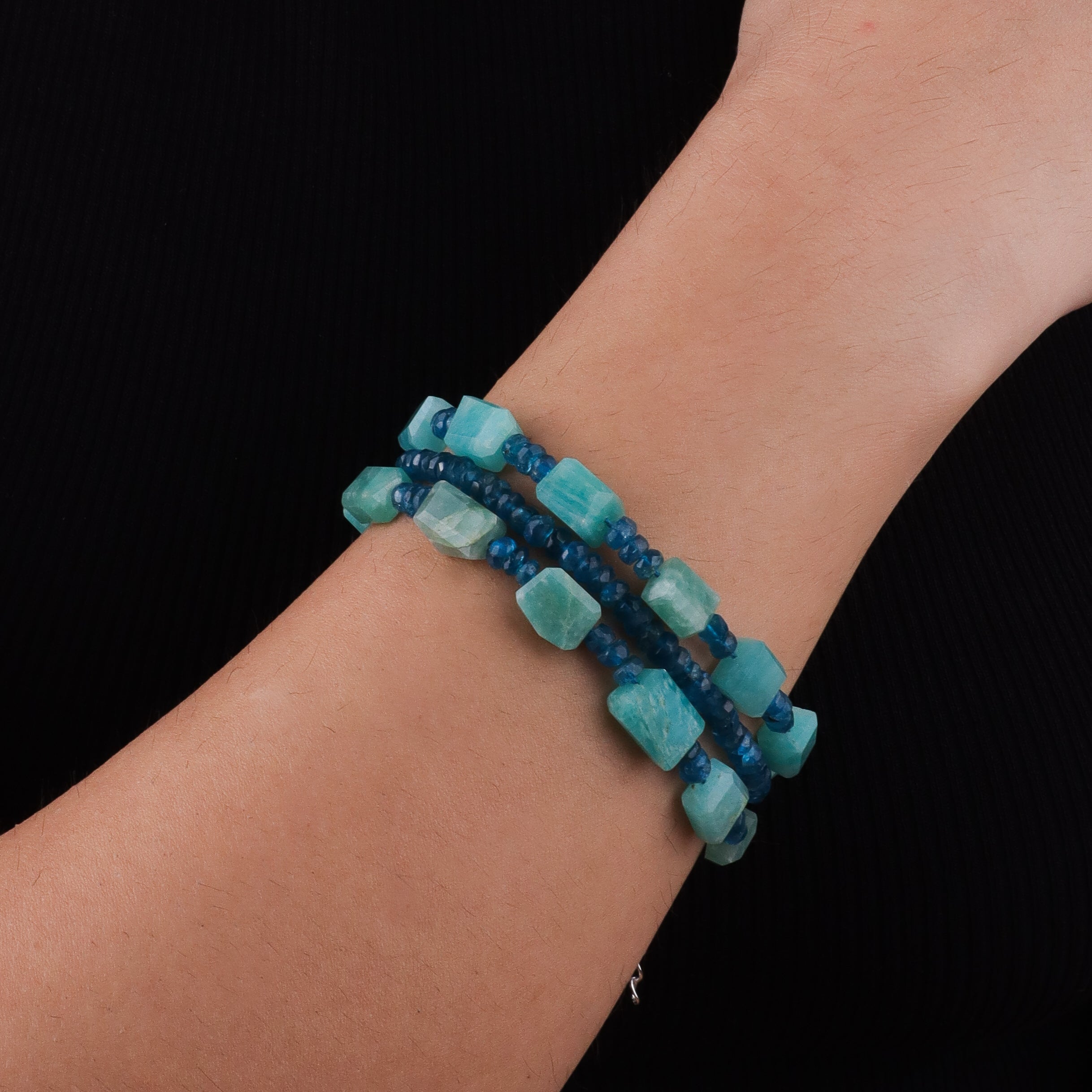 Rhodolite & Amazonite Silver Bracelet (Project Handmade)
