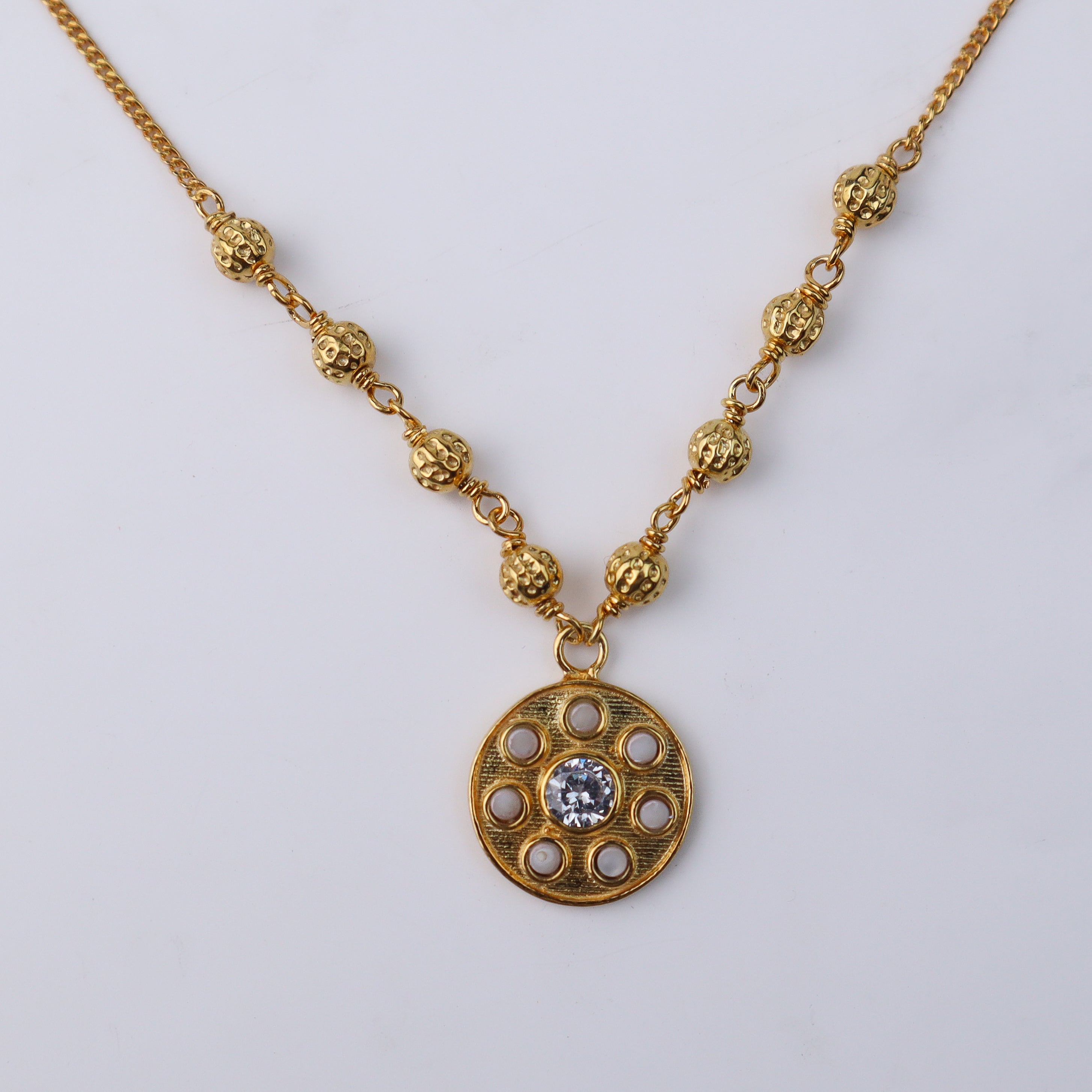 Moha Maya Beads Necklace with Pearls | 22K Gold-Plated