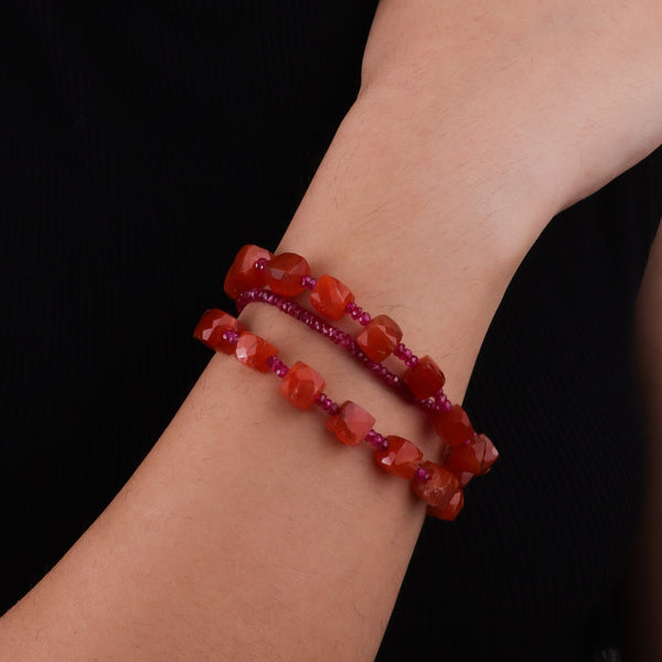Ruby & Carnelian Silver Bracelet (Project Handmade)