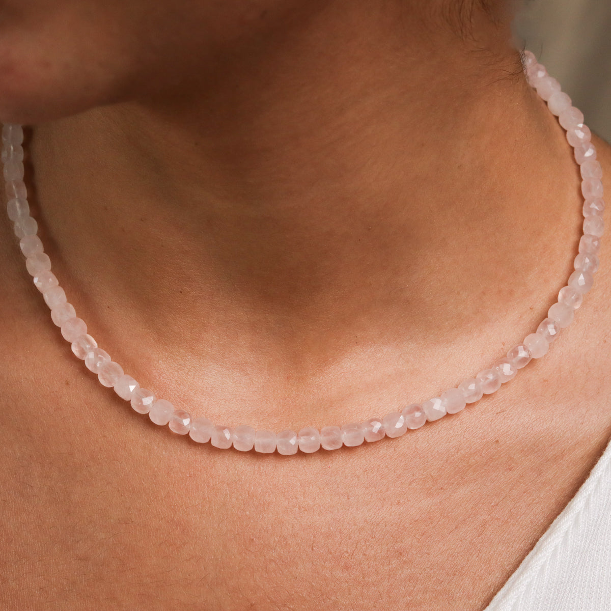 Rose Quartz Silver Necklace