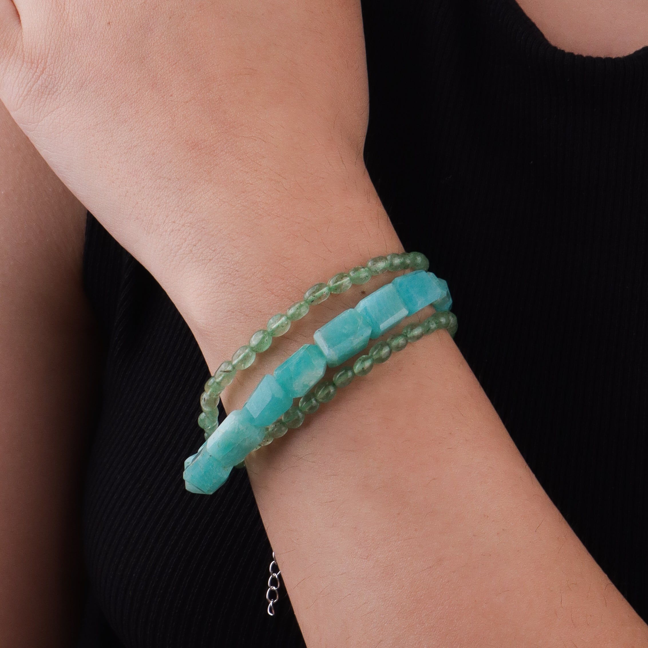 Russian Quartz & Amazonite Silver Bracelet (Project Handmade)