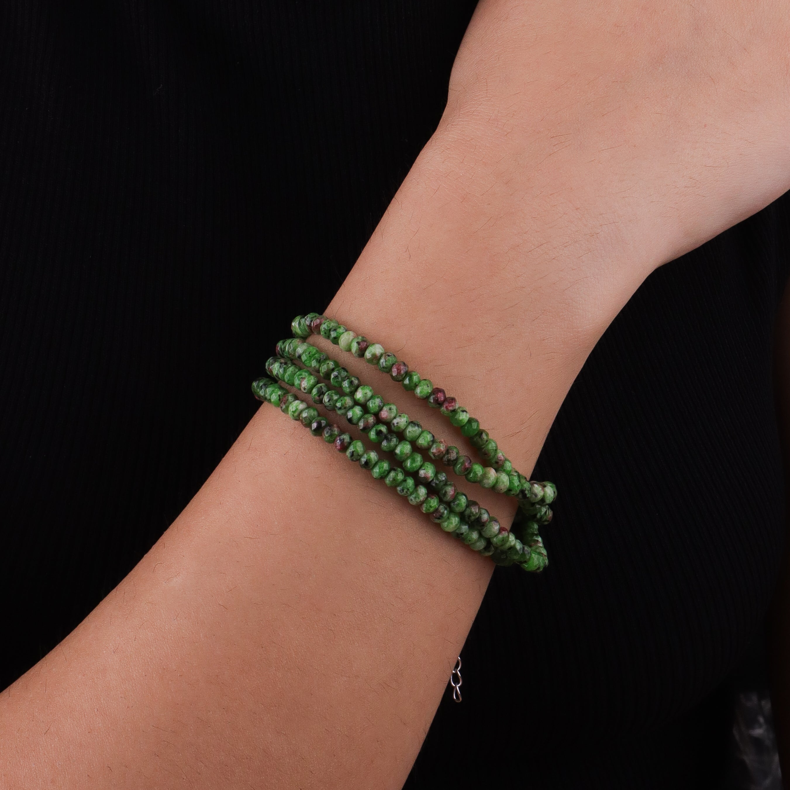 Green Jade Silver Bracelet (Project Handmade)