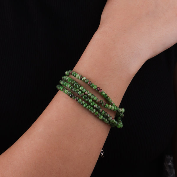 Green Jade Silver Bracelet (Project Handmade)