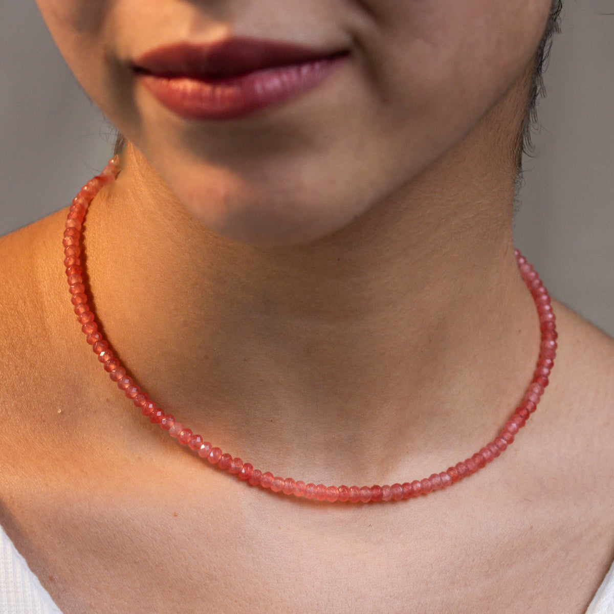 Pink Sapphire Silver Necklace