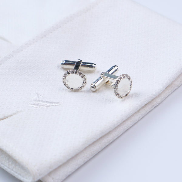 Silver CZ Circle Cufflinks | 92.5 Silver