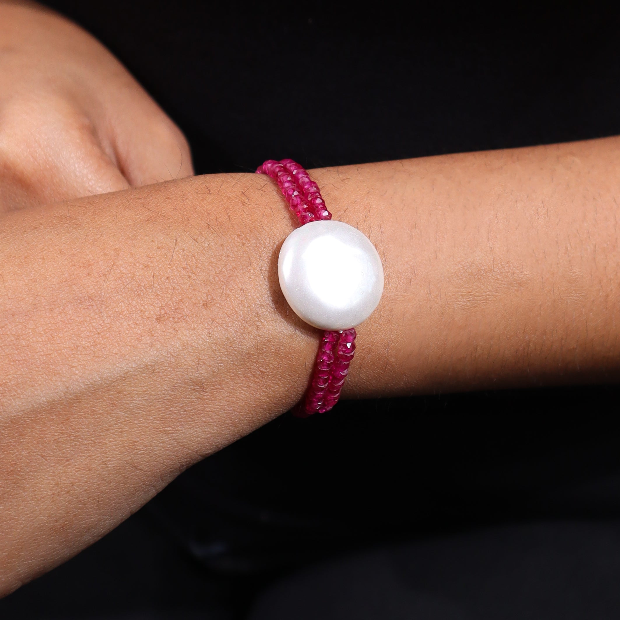 Rubies & Coin Pearl Bracelet