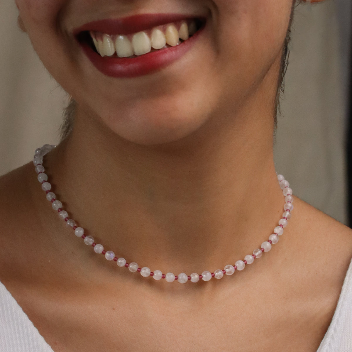 Rhodolite and Moonstone Silver Necklace