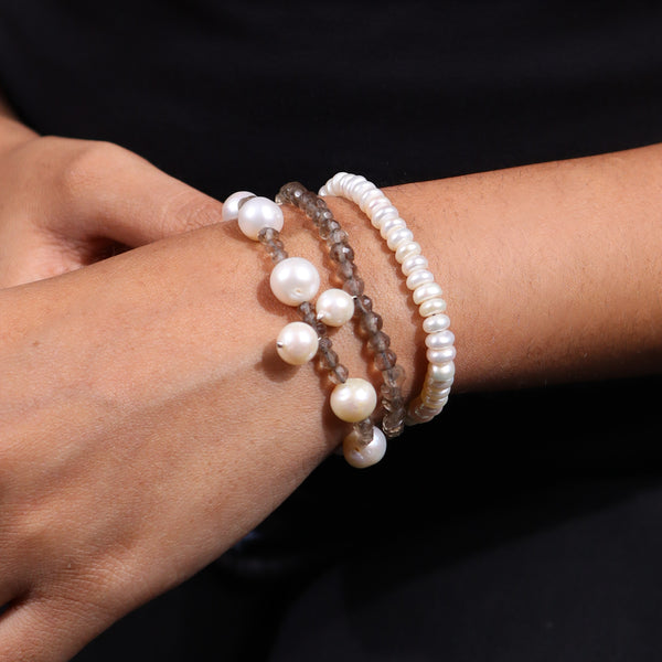 Smoky Quartz & Freshwater Pearl Bracelet