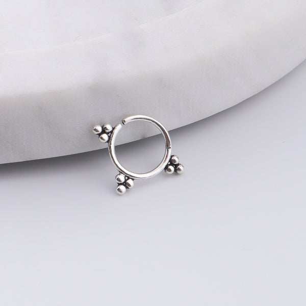 Oxidised Trinity Septum Cum Nose Ring (Pierced)