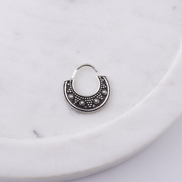 Oxidised Tribal Septum Cum Nose Ring (Pierced)