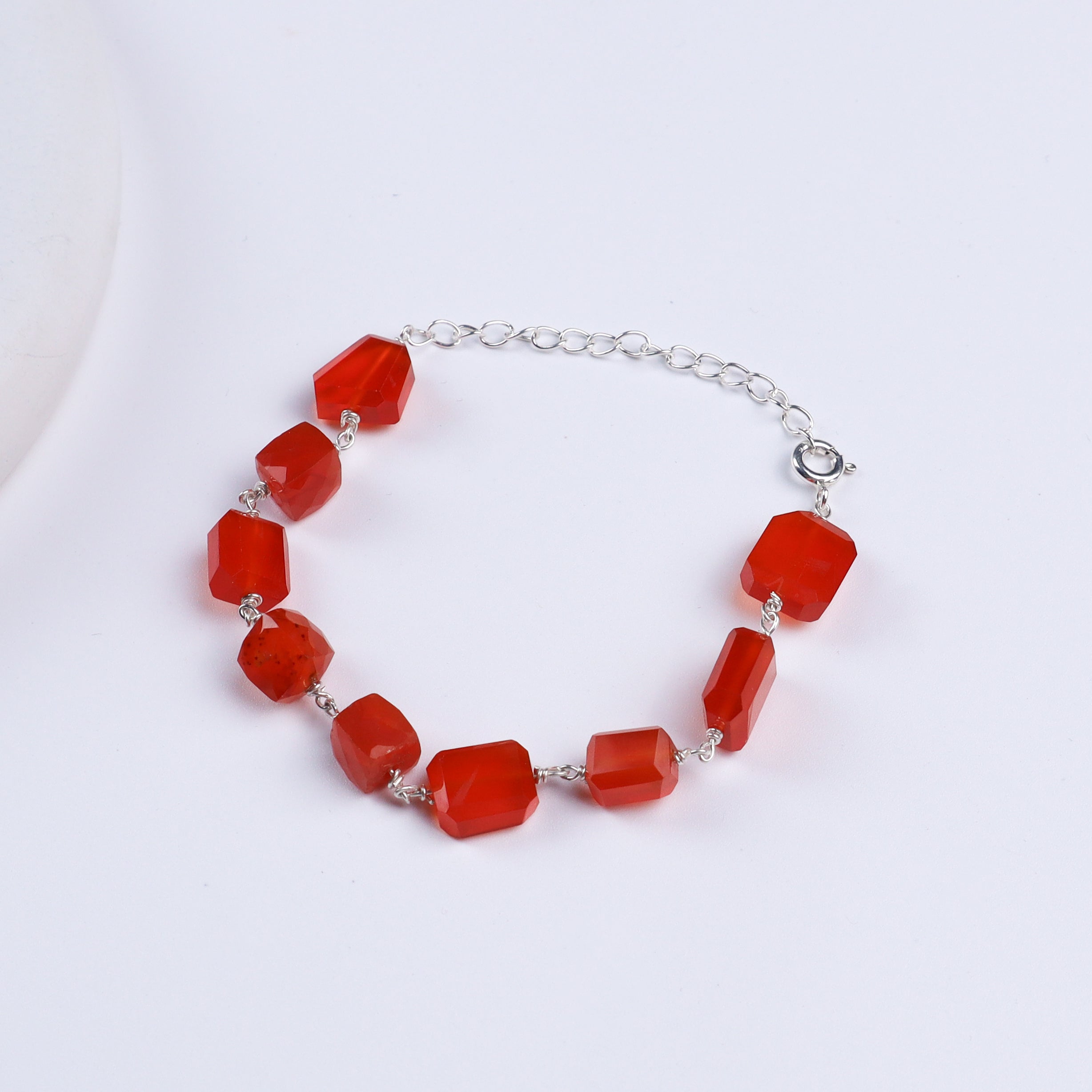 Silver Ganthan Bracelet with Carnelian Stones