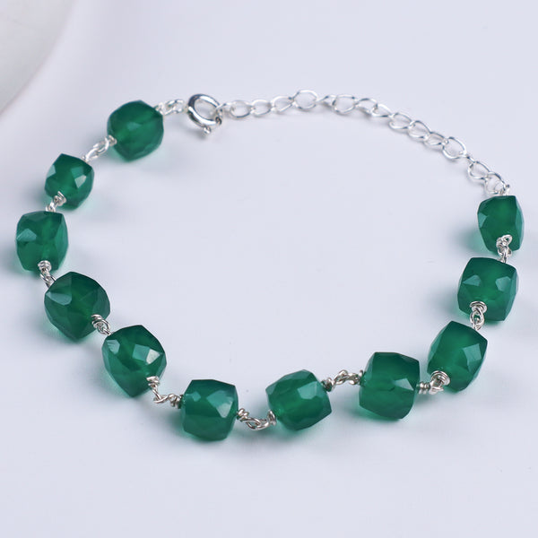 Green Onyx Silver Ganthan Bracelet