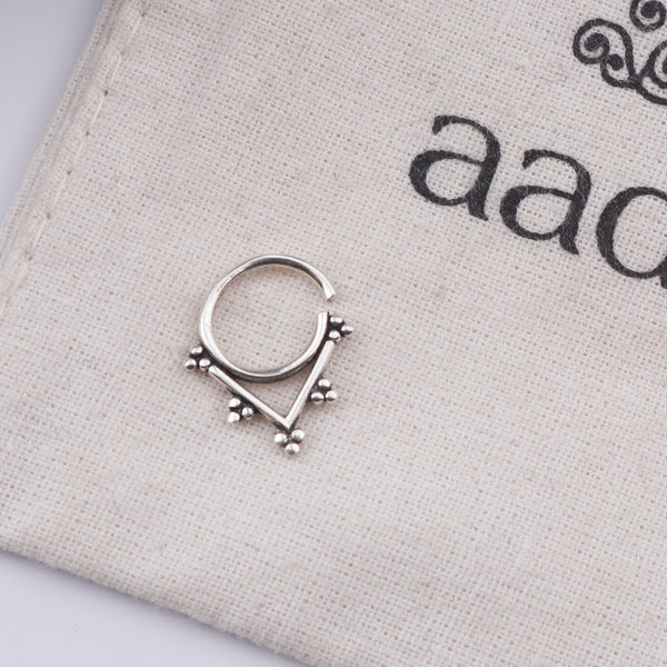 Oxidised Diamond Shaped Septum Cum Nose Ring (Pierced)