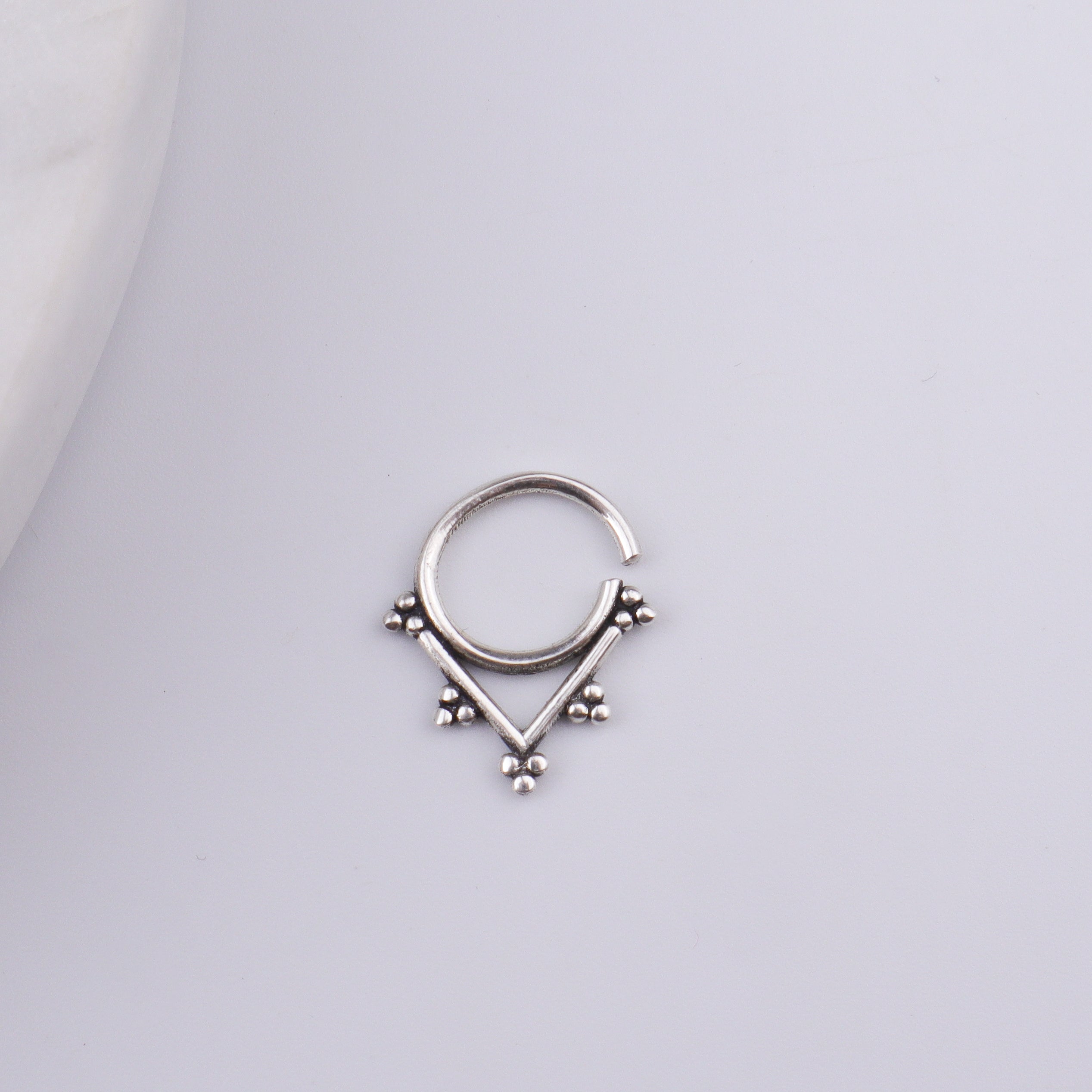 Oxidised Diamond Shaped Septum Cum Nose Ring (Pierced)
