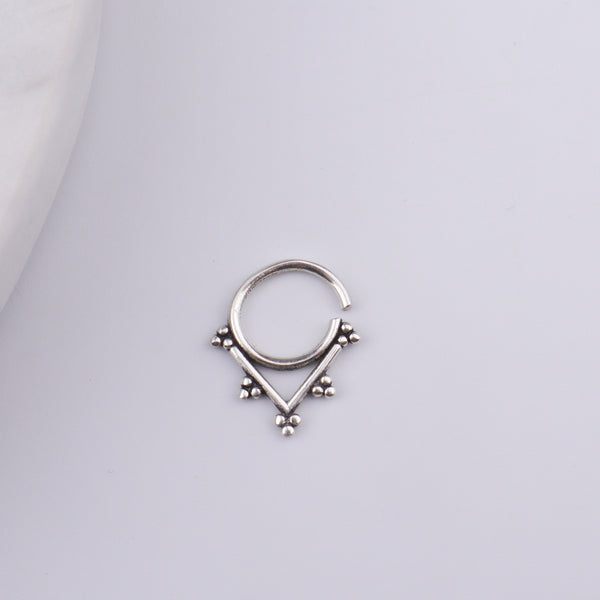 Oxidised Diamond Shaped Septum Cum Nose Ring (Pierced)