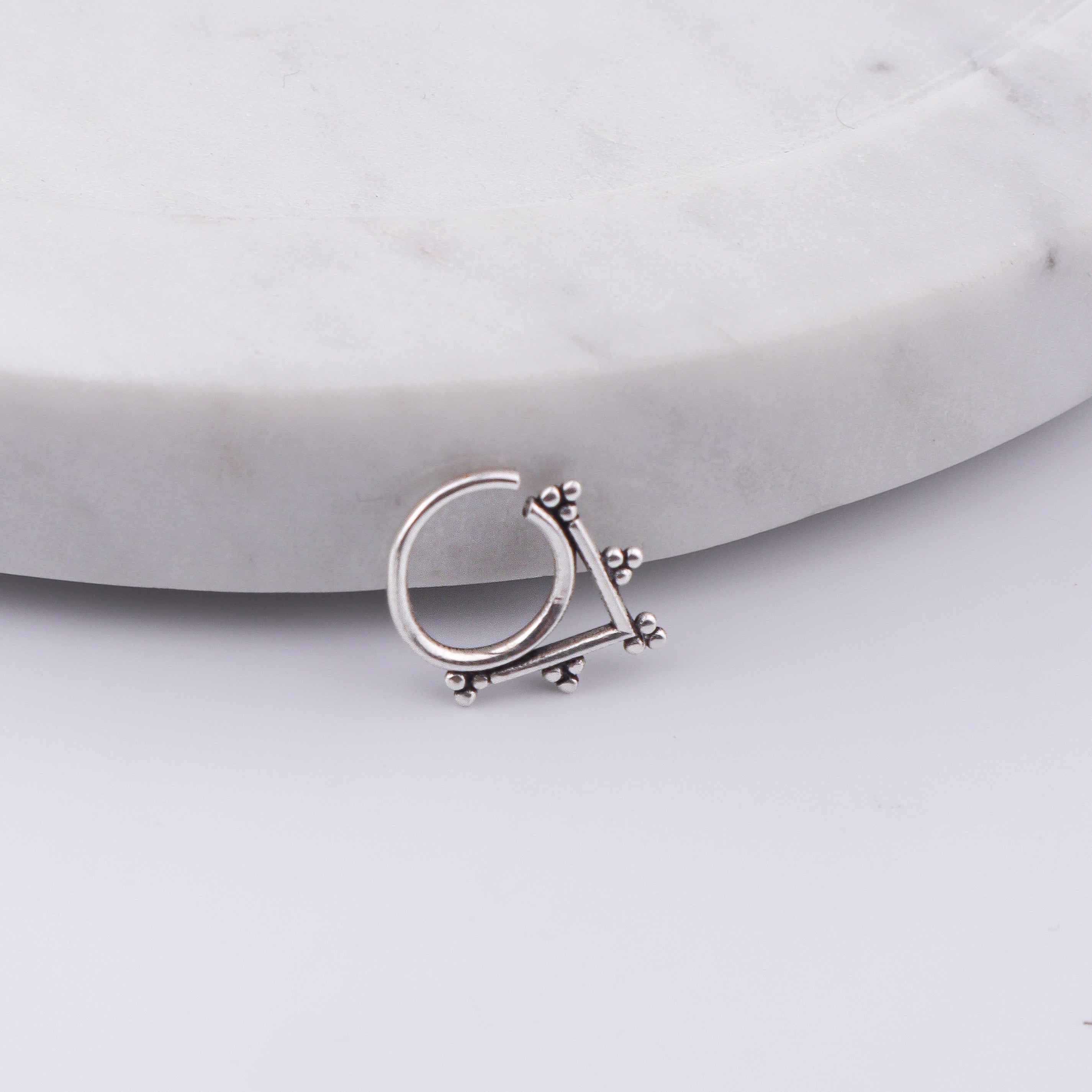 Oxidised Diamond Shaped Septum Cum Nose Ring (Pierced)