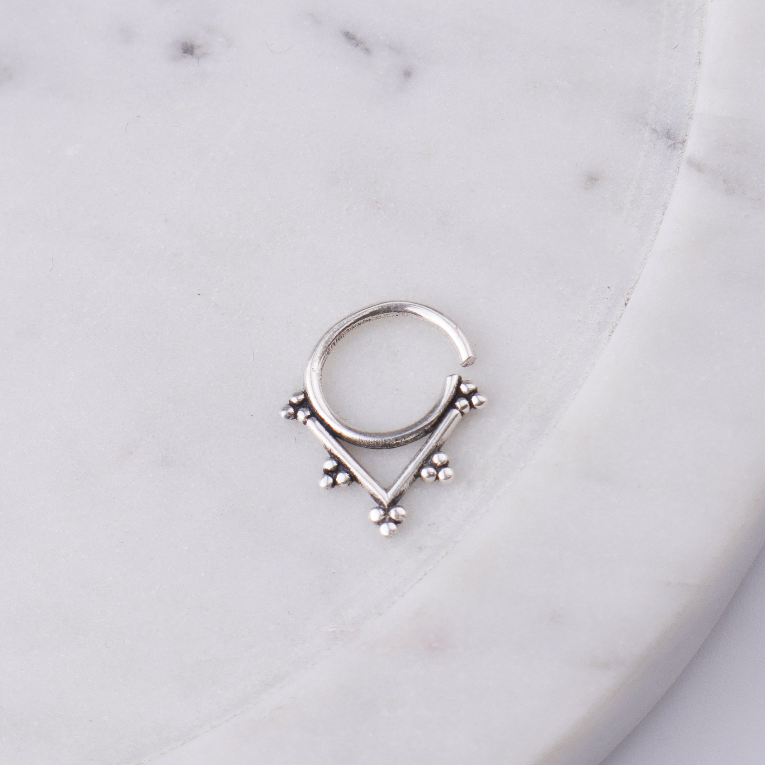 Oxidised Diamond Shaped Septum Cum Nose Ring (Pierced)