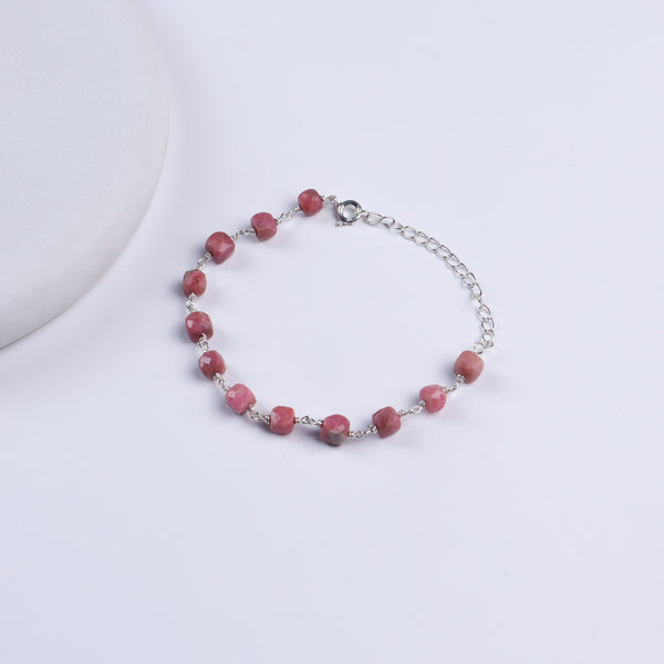 Silver Ganthan Bracelet with Pink Opal Stones